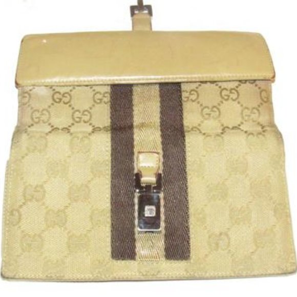 Gucci Camel G Print Canvas Stripe Chrome - Picture 11 of 12